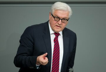 Foreign Minister Frank-Walter Steinmeier delivers a speech at the lower house of parliament Bundesta