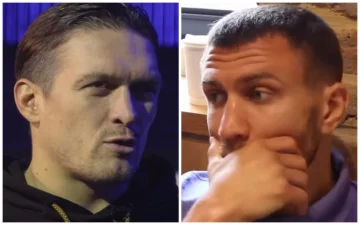 Усик показав, що у Ломаченка з обличчям після перемоги над Коммі: "Спаси господи"