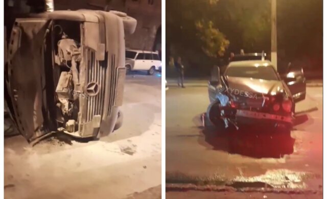 В Одесі перекинувся мікроавтобус з людьми: відео масштабної аварії