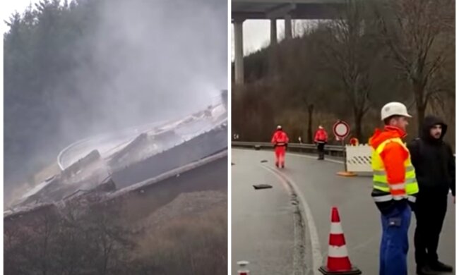 Огромный мост рухнул после взрыва, момент попал на видео: "Выглядит так, будто кто-то врезался в него"