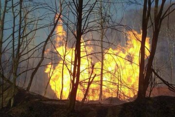 пожар на газопроводе в Закарпатской области