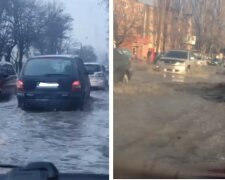 В лютый мороз заливает водой: в Киеве улица превратилась в реку, подробности ЧП