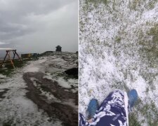 Сніг обрушився на українську землю посеред літа: неймовірні кадри