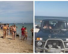 На одесском курорте  женщина ездила по пляжу и пыталась задавить отдыхающего: кадры