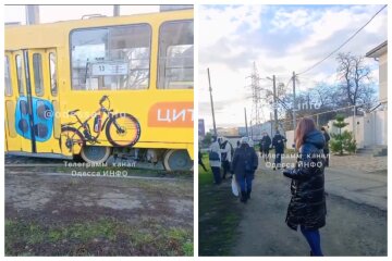 Трамвай с пассажирами попал в аварию в Одессе, видео: "Сошел с рельсов и ..."