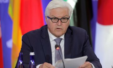 German Foreign Minister Frank-Walter Steinmeier speaks during a Pledging Conference in Support of Ir