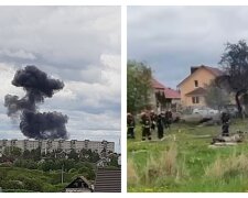 Літак впав поруч з житловими будинками, чорний дим видно здалеку: перші кадри авіакатастрофи в Білорусі