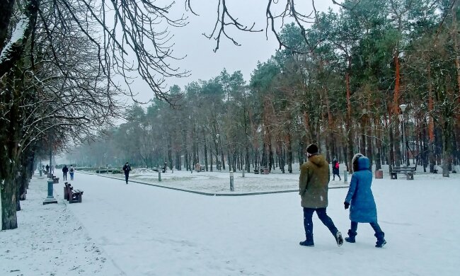 зима погода люди снег холод мороз парк