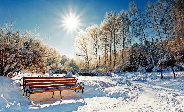 зима солнце снег погода пейзаж