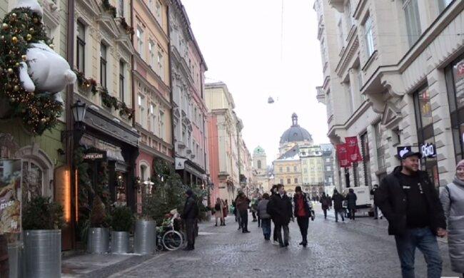 Львов, люди, украинцы, зима, свет