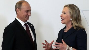 Russia’s President Vladimir Putin meets U.S. Secretary of State Hillary Clinton upon her arriv