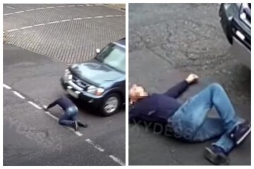 Чоловік кинувся під колеса авто в центрі Одеси: момент потрапив на відео