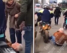 Мотоцикліст під вигуки "Це Київ, дитинко!" побив пенсіонера, відео: "вирішив проїхати по тротуару"