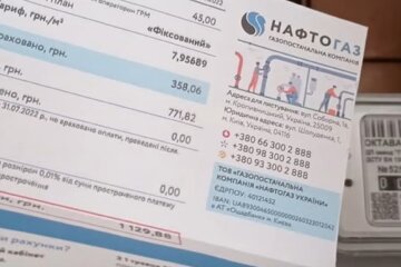 Нафтогаз, счет, квитанция