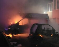 Под Киевом на стоянке пожар уничтожил автомобили: кадры с места события