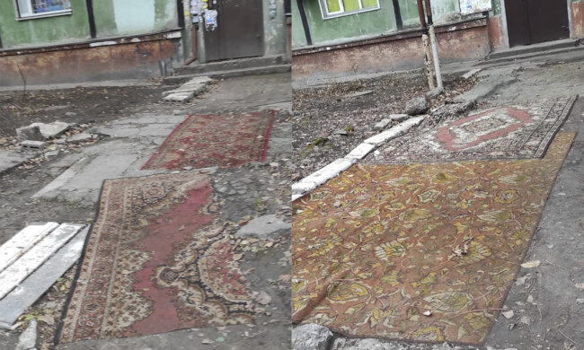 У Дніпрі покрили тротуари килимами замість асфальту, фото: "тепер немає калюж"