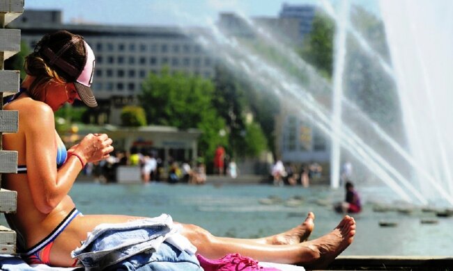 погода, лето, жара, фонтан