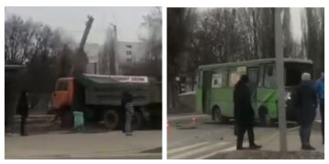 Камаз протаранив маршрутку з пасажирами в Харкові, є постраждалі: деталі і кадри моторошної аварії