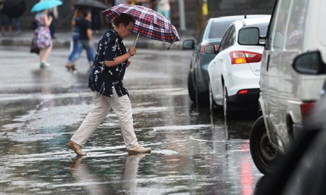 погода, дождь, зонт, лужи