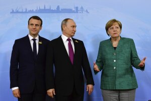 владимир путин, ангела меркель, эммануэль макрон