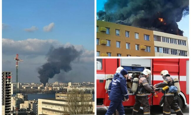 Вогонь охопив багатоповерхівку після ремонту ліфта, густий дим повалив вгору: перші кадри і деталі