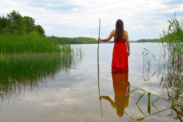 река природа девушка