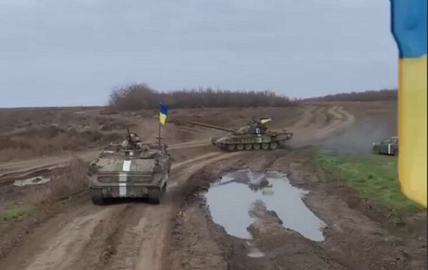 ВСУ, техника, флаг Украины, колонна ВСУ