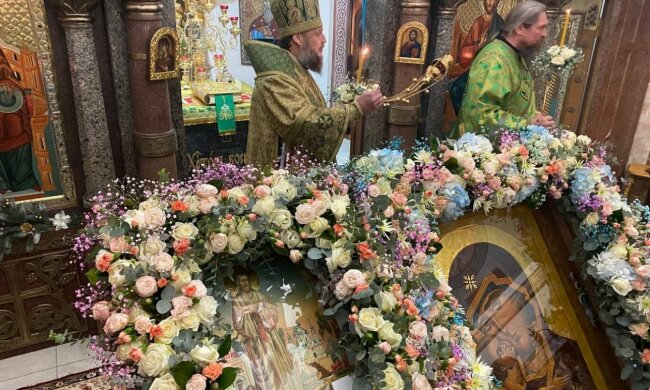 Верующие УПЦ почтили память Иоанна Босого в столичном Десятинном монастыре