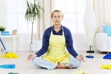 уборка, женщина, швабра