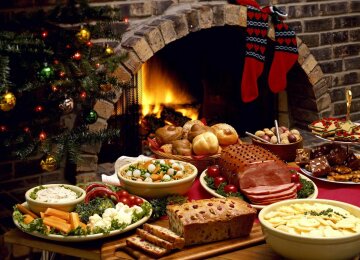 рождество, еда, праздничный стол