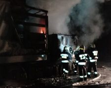 В Днепре грузовик сгорел дотла, водитель находился внутри: кадры трагедии