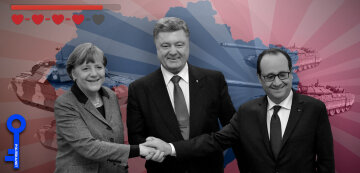 коллаж еркель,Порошенко и Олланд