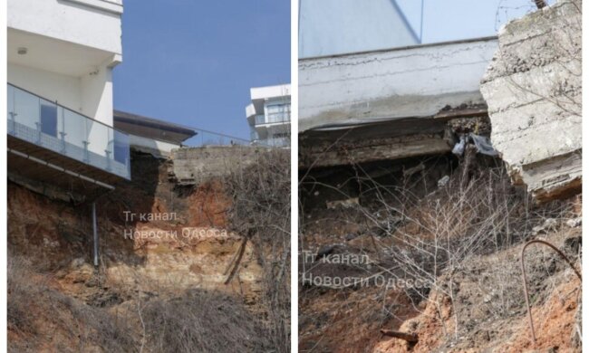 Обвал склона на одесском пляже, кадры ЧП: "тонны земли нависли над велоэстакадой"