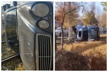 Лихач на  Mercedes перевернулся и застрял на рельсах: кадры жесткого ДТП в Одессе