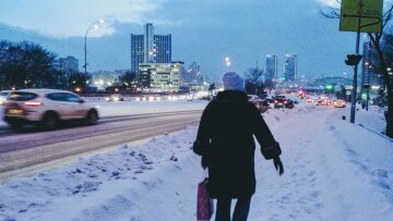 зима погода, пішохід люди, Київ, сніг