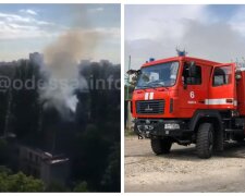 Пожежа охопила військовий об'єкт в Одесі, густий дим огорнув будівлю: відео НП