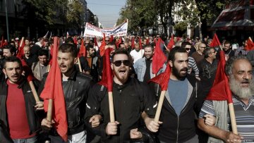 Участники протестов в Греции, греки