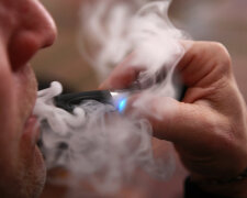 A man smokes an electronic cigarette in Duesseldorf