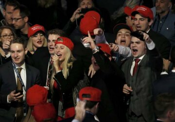 Trump supporters celebrate as election returns come in at Republican U.S. presidential nominee Donald Trump's election night rally in Manhattan, New York, U.S., November 8, 2016.  REUTERS/Mike Segar