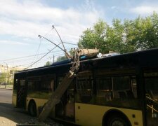 Жуткое ДТП в Киеве: троллейбус протаранил столб (фото)