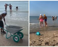 Відпочинок українців затьмарили медузи, їх вивозять з пляжу тачками: кадри навали