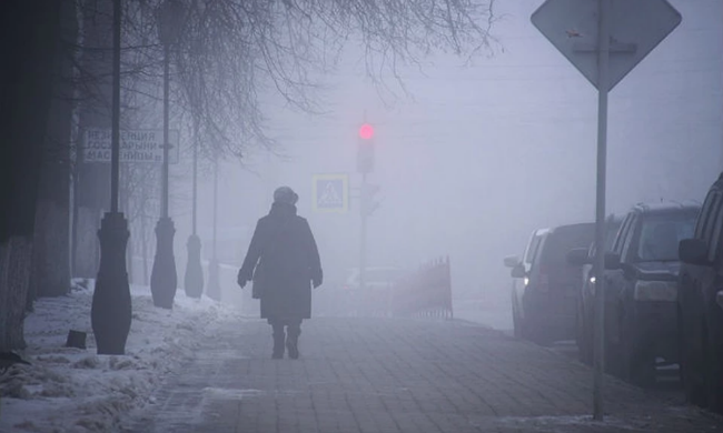 зима, туман