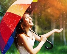 погода, девушка, солнце, дождь, радость