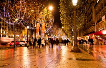Champs Elysees illuminated with Christmas light