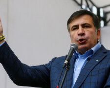 Former Georgian President Mikheil Saakashvili delivers a speech during a rally demanding an electora