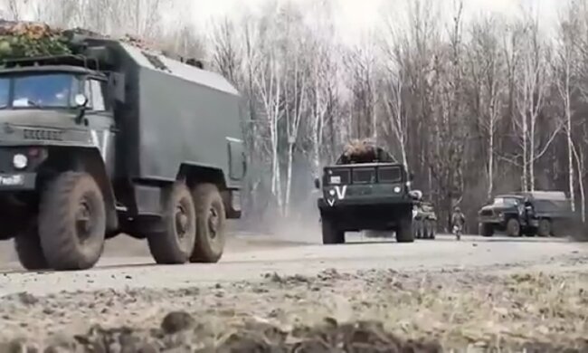 российская техника, колонна, оккупанты