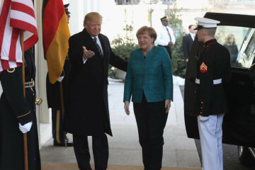 German Chancellor Angela Merkel Arrives To White House For Visit With President Trump