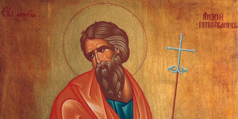 Икона Святого Андрея Первозванного и морской крест в виде Якоря.